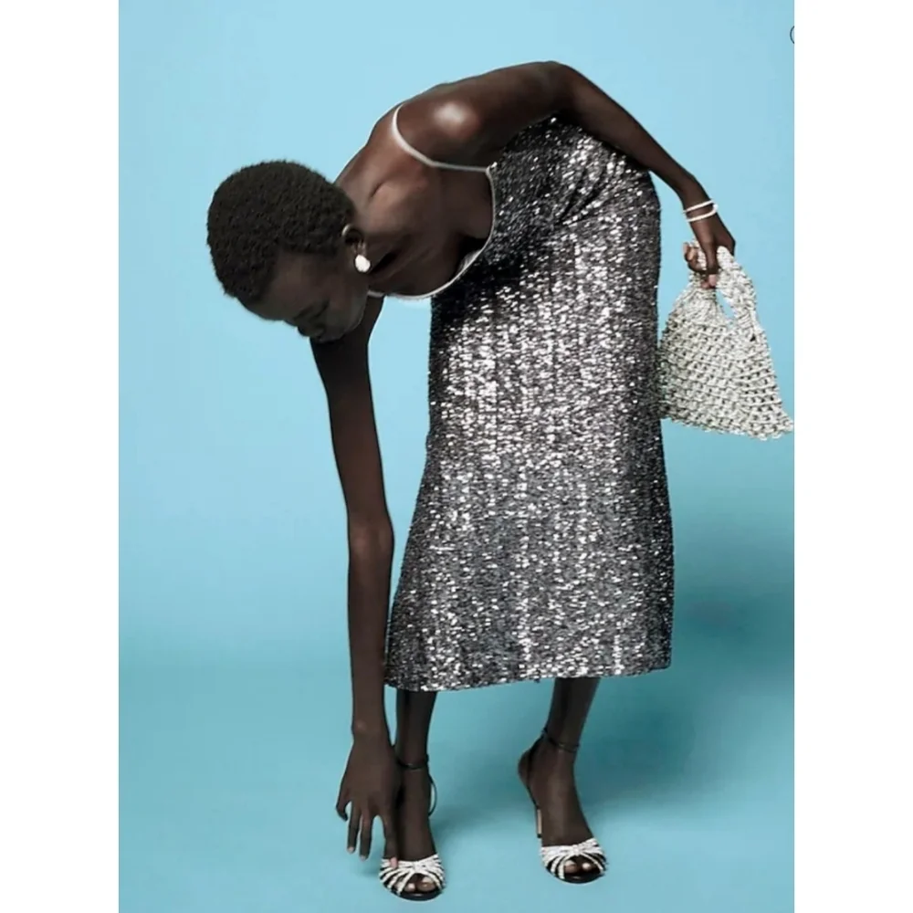 J.Crew Sequin Floor-Length Slip Dress